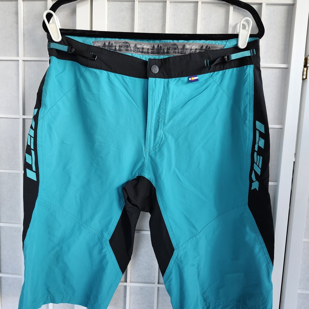Teal and Black Yeti Cycling Shorts